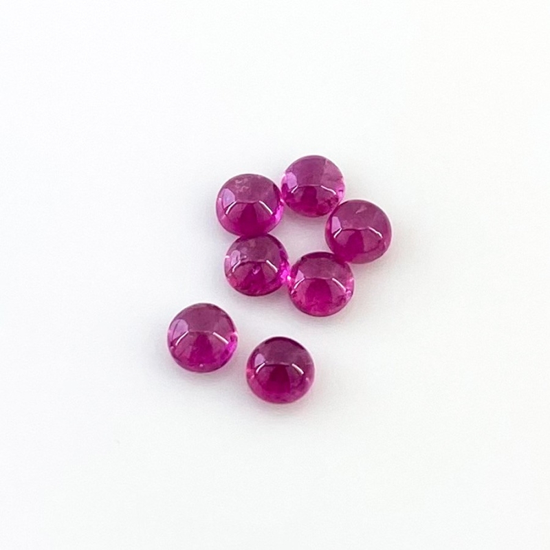 5.55 Carat Pink Tourmaline 5.5mm Smooth Round Shape AA Grade Cabochons Parcel - Total 7 Pcs.