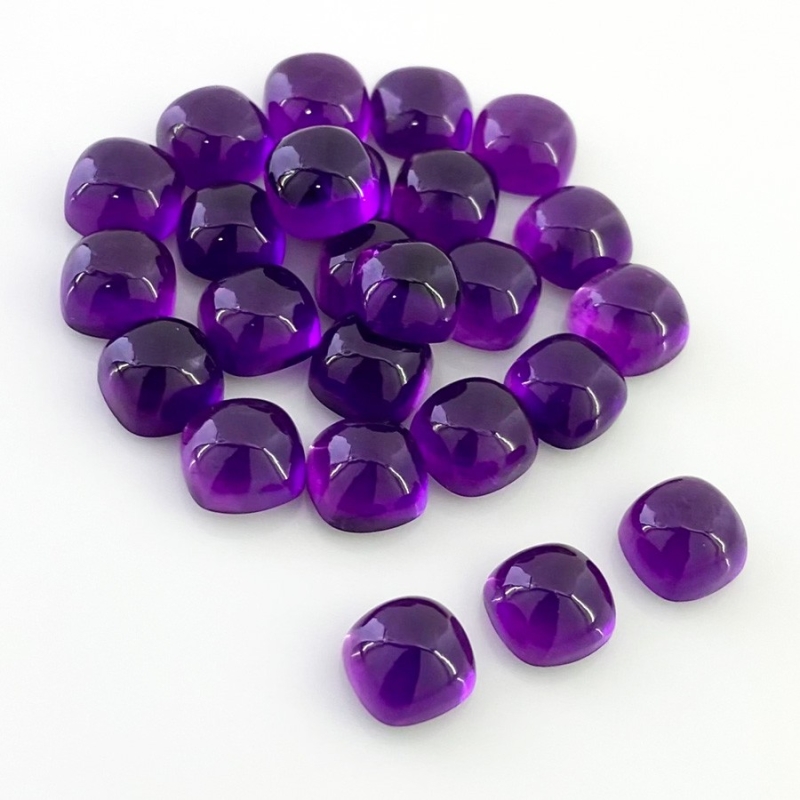 71.50 Carat African Amethyst 8mm Smooth Square Cushion Shape AA Grade Cabochons Parcel - Total 25 Pcs.