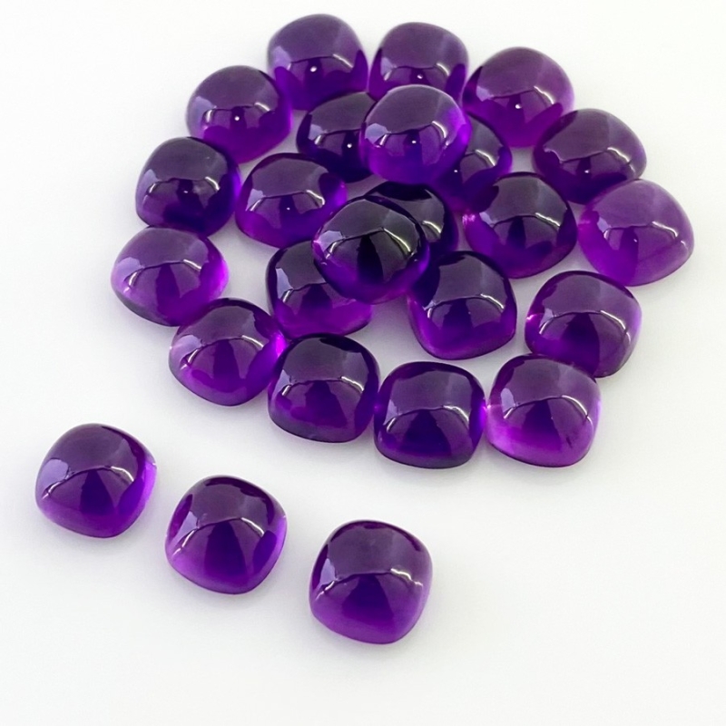 71.50 Carat African Amethyst 8mm Smooth Square Cushion Shape AA Grade Cabochons Parcel - Total 25 Pcs.