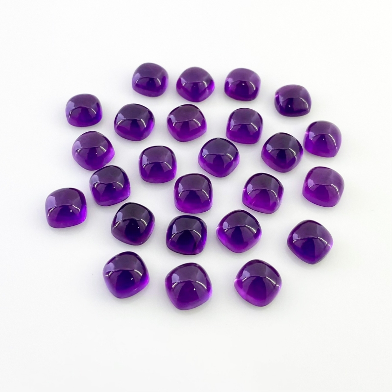 71.50 Carat African Amethyst 8mm Smooth Square Cushion Shape AA Grade Cabochons Parcel - Total 25 Pcs.
