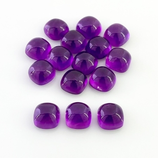 41.80 Carat African Amethyst 8mm Smooth Square Cushion Shape AA Grade Cabochons Parcel - Total 15 Pcs.