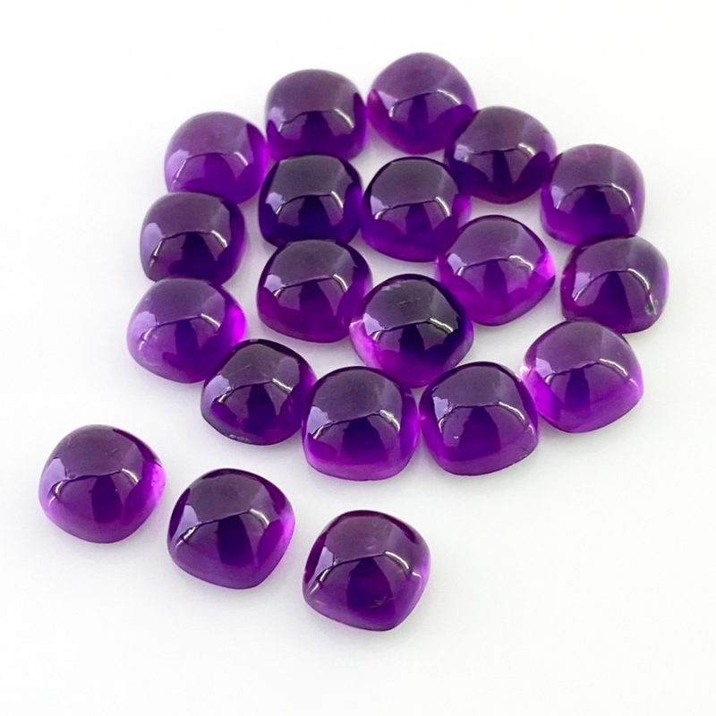 57.50 Carat African Amethyst 8mm Smooth Square Cushion Shape AA Grade Cabochons Parcel - Total 20 Pcs.