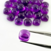 86.80 Carat African Amethyst 8mm Smooth Square Cushion Shape AA Grade Cabochons Parcel - Total 30 Pcs.