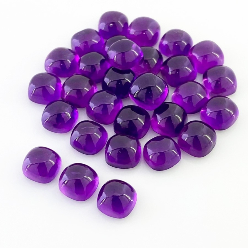 86.80 Carat African Amethyst 8mm Smooth Square Cushion Shape AA Grade Cabochons Parcel - Total 30 Pcs.