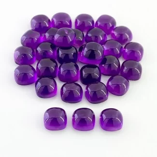 86.80 Carat African Amethyst 8mm Smooth Square Cushion Shape AA Grade Cabochons Parcel - Total 30 Pcs.