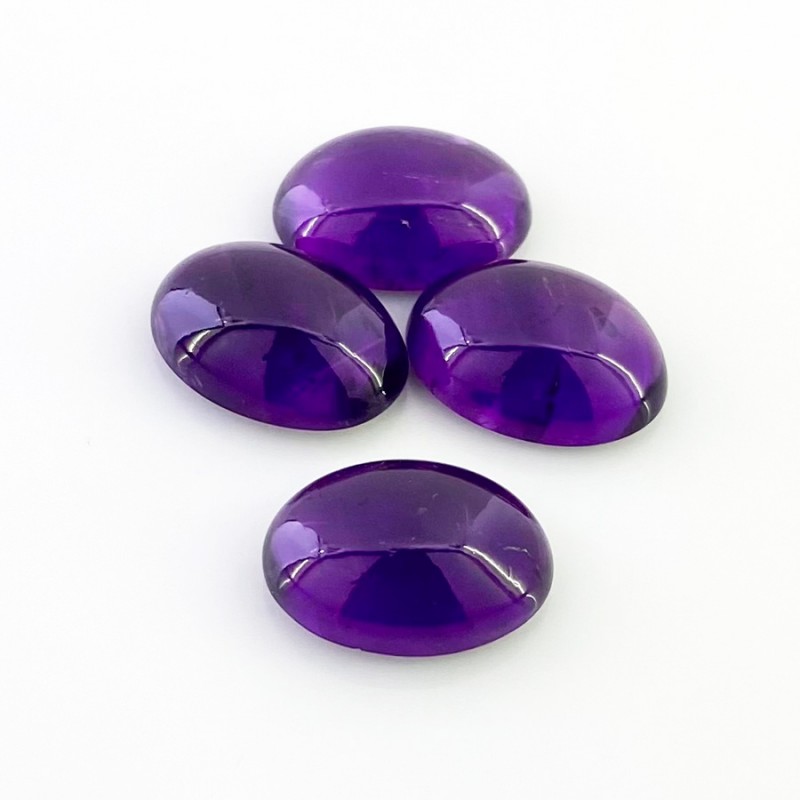African Amethyst Smooth Oval Shape A Grade Cabochon Parcel - 18x13mm - 4 Pc. - 44.40 Carat