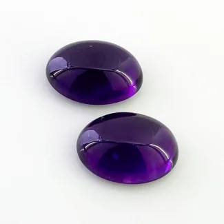 23.15 Carat African Amethyst 18x13mm Smooth Oval Shape A Grade Cabochons Parcel - Total 2 Pcs.