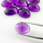 61.70 Carat African Amethyst 14x10mm Smooth Oval Shape A Grade Cabochons Parcel - Total 10 Pcs.