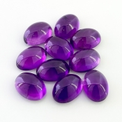 61.70 Carat African Amethyst 14x10mm Smooth Oval Shape A Grade Cabochons Parcel - Total 10 Pcs.