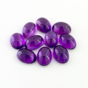 61.70 Carat African Amethyst 14x10mm Smooth Oval Shape A Grade Cabochons Parcel - Total 10 Pcs.