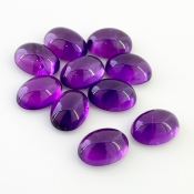 61.70 Carat African Amethyst 14x10mm Smooth Oval Shape A Grade Cabochons Parcel - Total 10 Pcs.