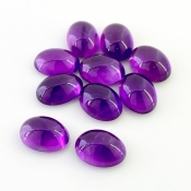61.70 Carat African Amethyst 14x10mm Smooth Oval Shape A Grade Cabochons Parcel - Total 10 Pcs.