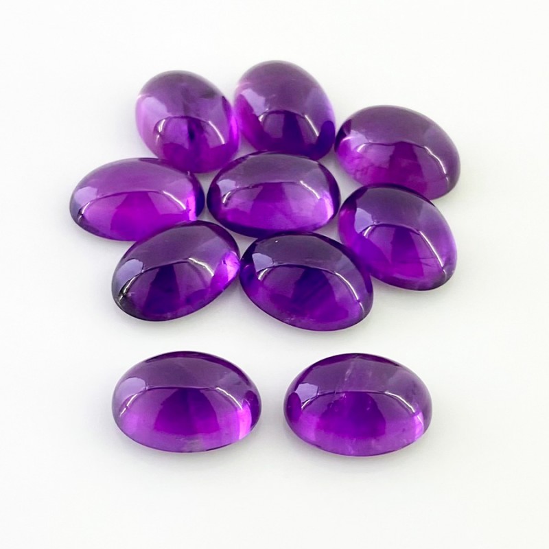 61.70 Carat African Amethyst 14x10mm Smooth Oval Shape A Grade Cabochons Parcel - Total 10 Pcs.