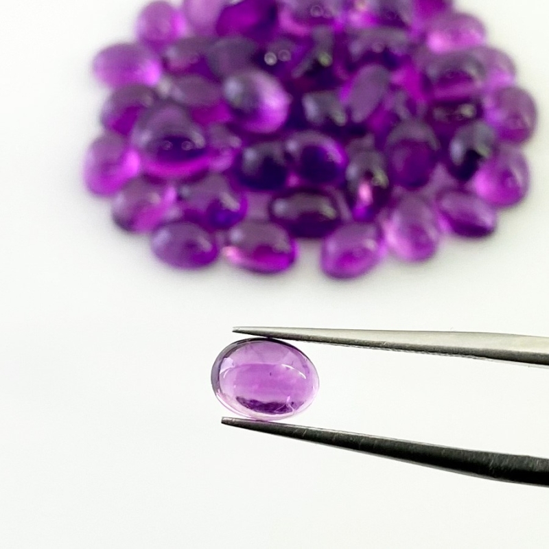 51.75 Carat African Amethyst 7x5mm Smooth Oval Shape A Grade Cabochons Parcel - Total 54 Pcs.