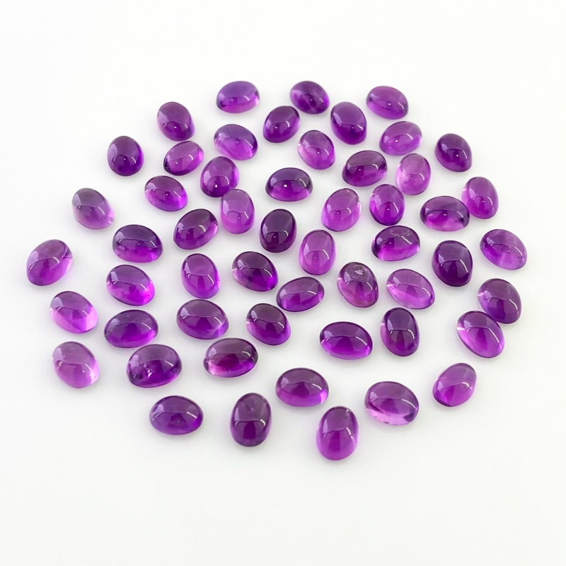 51.75 Carat African Amethyst 7x5mm Smooth Oval Shape A Grade Cabochons Parcel - Total 54 Pcs.