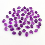 51.75 Carat African Amethyst 7x5mm Smooth Oval Shape A Grade Cabochons Parcel - Total 54 Pcs.