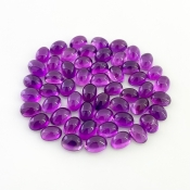 51.75 Carat African Amethyst 7x5mm Smooth Oval Shape A Grade Cabochons Parcel - Total 54 Pcs.
