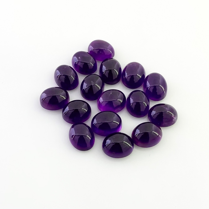 35.75 Carat African Amethyst 9x7mm Smooth Oval Shape A Grade Cabochons Parcel - Total 16 Pcs.
