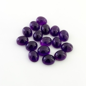 35.75 Carat African Amethyst 9x7mm Smooth Oval Shape A Grade Cabochons Parcel - Total 16 Pcs.