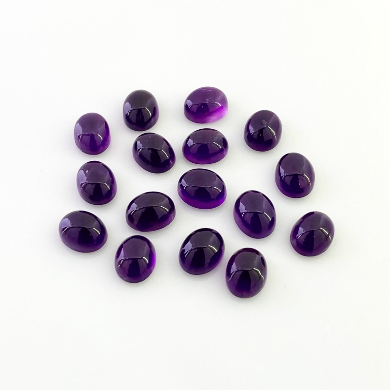 35.75 Carat African Amethyst 9x7mm Smooth Oval Shape A Grade Cabochons Parcel - Total 16 Pcs.