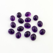 35.75 Carat African Amethyst 9x7mm Smooth Oval Shape A Grade Cabochons Parcel - Total 16 Pcs.