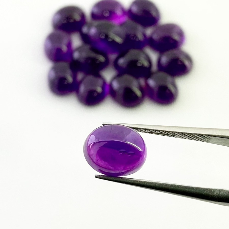35.75 Carat African Amethyst 9x7mm Smooth Oval Shape A Grade Cabochons Parcel - Total 16 Pcs.