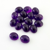 35.75 Carat African Amethyst 9x7mm Smooth Oval Shape A Grade Cabochons Parcel - Total 16 Pcs.