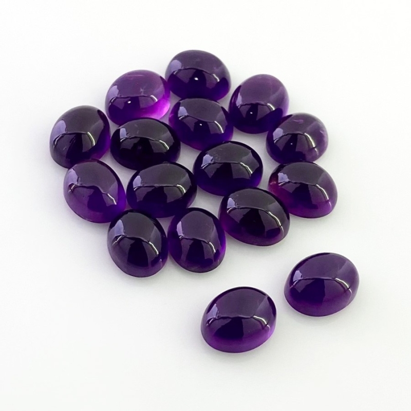 35.75 Carat African Amethyst 9x7mm Smooth Oval Shape A Grade Cabochons Parcel - Total 16 Pcs.