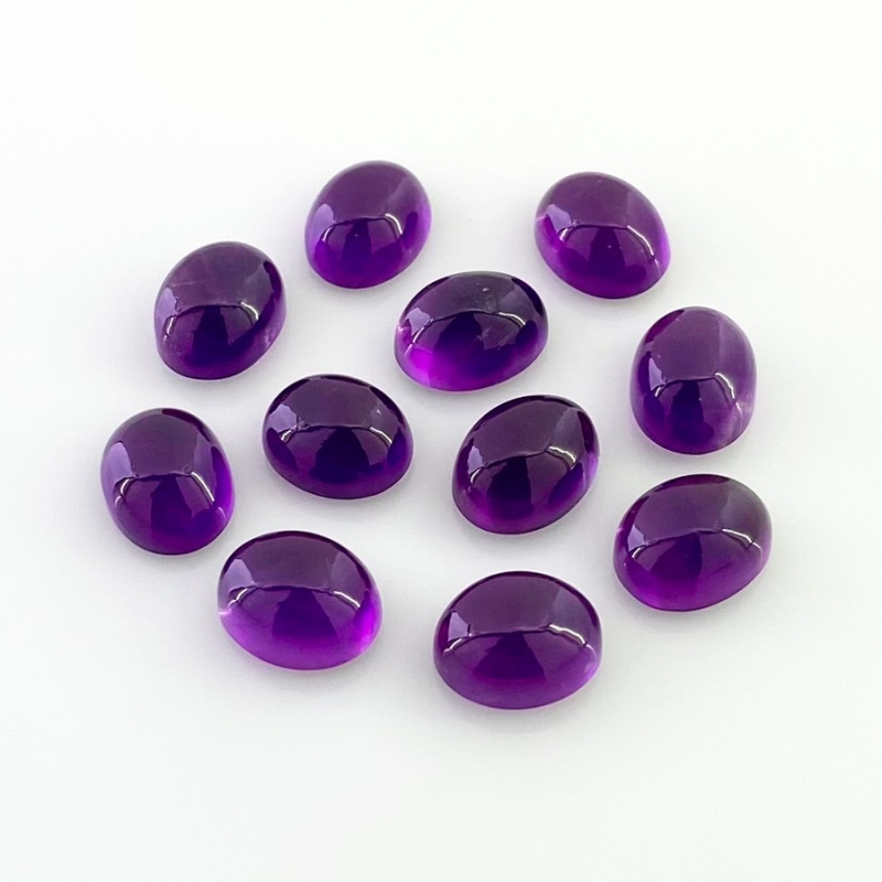 24.70 Carat African Amethyst 9x7mm Smooth Oval Shape A Grade Cabochons Parcel - Total 11 Pcs.