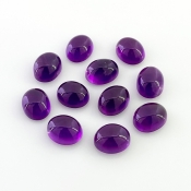 24.70 Carat African Amethyst 9x7mm Smooth Oval Shape A Grade Cabochons Parcel - Total 11 Pcs.