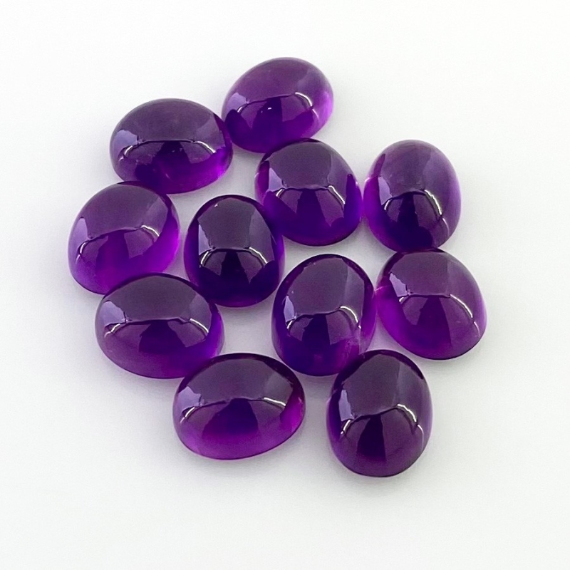 24.70 Carat African Amethyst 9x7mm Smooth Oval Shape A Grade Cabochons Parcel - Total 11 Pcs.