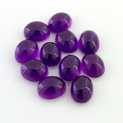 24.70 Carat African Amethyst 9x7mm Smooth Oval Shape A Grade Cabochons Parcel - Total 11 Pcs.