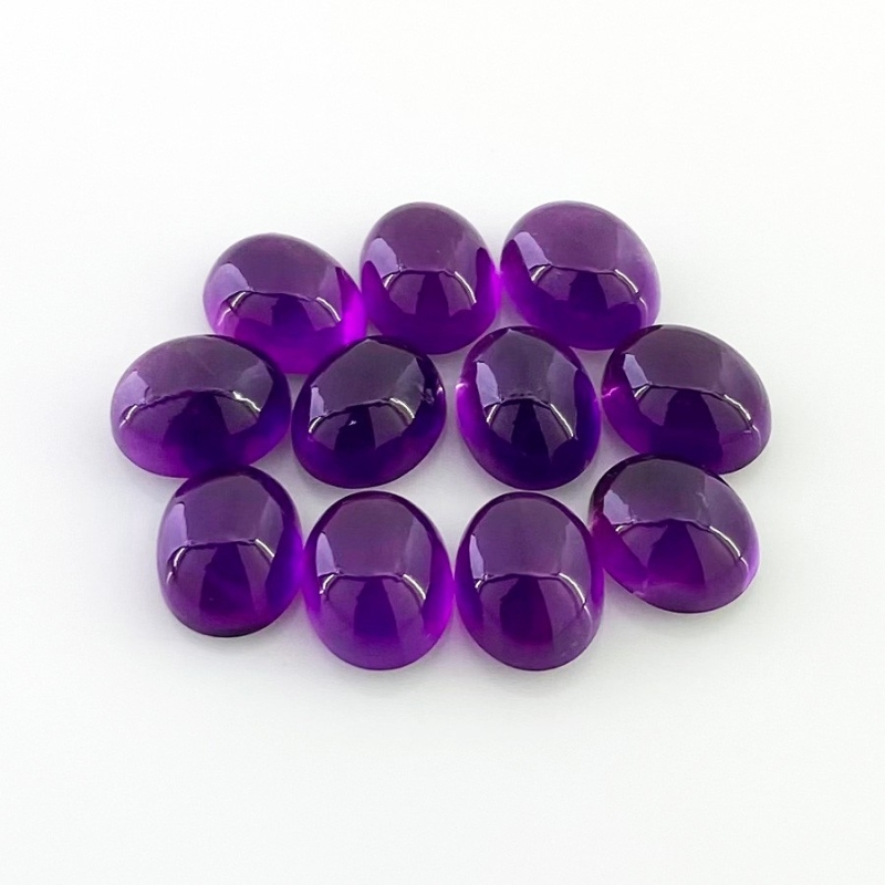 24.70 Carat African Amethyst 9x7mm Smooth Oval Shape A Grade Cabochons Parcel - Total 11 Pcs.
