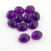 24.70 Carat African Amethyst 9x7mm Smooth Oval Shape A Grade Cabochons Parcel - Total 11 Pcs.
