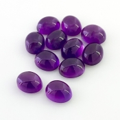 24.70 Carat African Amethyst 9x7mm Smooth Oval Shape A Grade Cabochons Parcel - Total 11 Pcs.