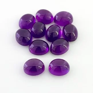 African Amethyst Smooth Oval Shape A Grade Cabochon Parcel - 9x7mm - 11 Pc. - 24.70 Carat