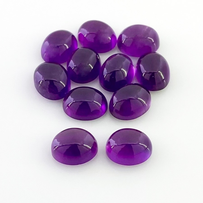 24.70 Carat African Amethyst 9x7mm Smooth Oval Shape A Grade Cabochons Parcel - Total 11 Pcs.