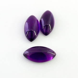 23.80 Carat African Amethyst 20x10mm Smooth Marquise Shape A Grade Cabochons Parcel - Total 3 Pcs.