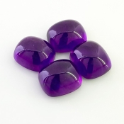 43.50 Carat African Amethyst 14x12mm Smooth Cushion Shape A Grade Cabochons Parcel - Total 4 Pcs.