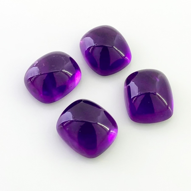 43.50 Carat African Amethyst 14x12mm Smooth Cushion Shape A Grade Cabochons Parcel - Total 4 Pcs.