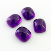 43.50 Carat African Amethyst 14x12mm Smooth Cushion Shape A Grade Cabochons Parcel - Total 4 Pcs.