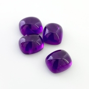 43.50 Carat African Amethyst 14x12mm Smooth Cushion Shape A Grade Cabochons Parcel - Total 4 Pcs.