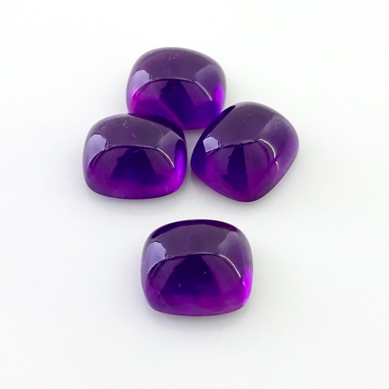 43.50 Carat African Amethyst 14x12mm Smooth Cushion Shape A Grade Cabochons Parcel - Total 4 Pcs.