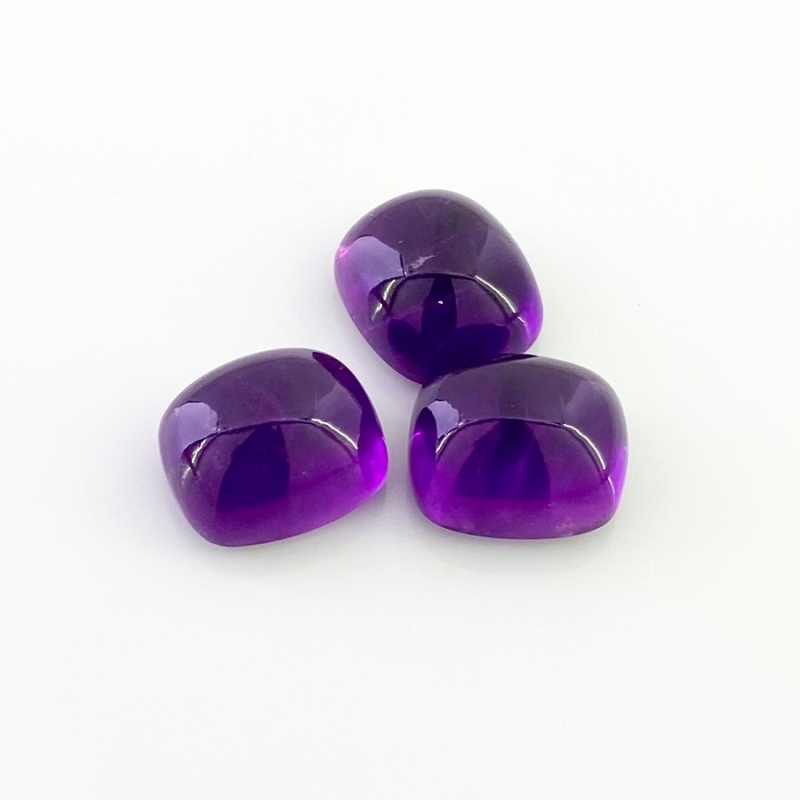 33.40 Carat African Amethyst 14x12mm Smooth Cushion Shape A Grade Cabochons Parcel - Total 3 Pcs.