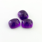 33.40 Carat African Amethyst 14x12mm Smooth Cushion Shape A Grade Cabochons Parcel - Total 3 Pcs.
