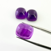33.40 Carat African Amethyst 14x12mm Smooth Cushion Shape A Grade Cabochons Parcel - Total 3 Pcs.