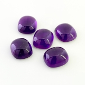 66.40 Carat African Amethyst 16x14mm Smooth Cushion Shape A Grade Cabochons Parcel - Total 5 Pcs.