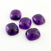 66.40 Carat African Amethyst 16x14mm Smooth Cushion Shape A Grade Cabochons Parcel - Total 5 Pcs.