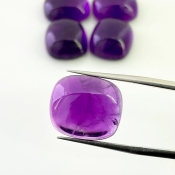 66.40 Carat African Amethyst 16x14mm Smooth Cushion Shape A Grade Cabochons Parcel - Total 5 Pcs.