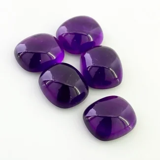 66.40 Carat African Amethyst 16x14mm Smooth Cushion Shape A Grade Cabochons Parcel - Total 5 Pcs.